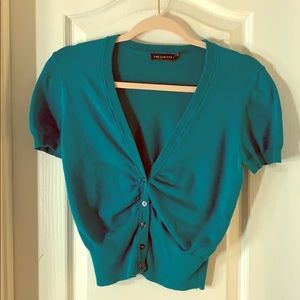 The Limited | Teal Short Sleeve Cropped Cardigan